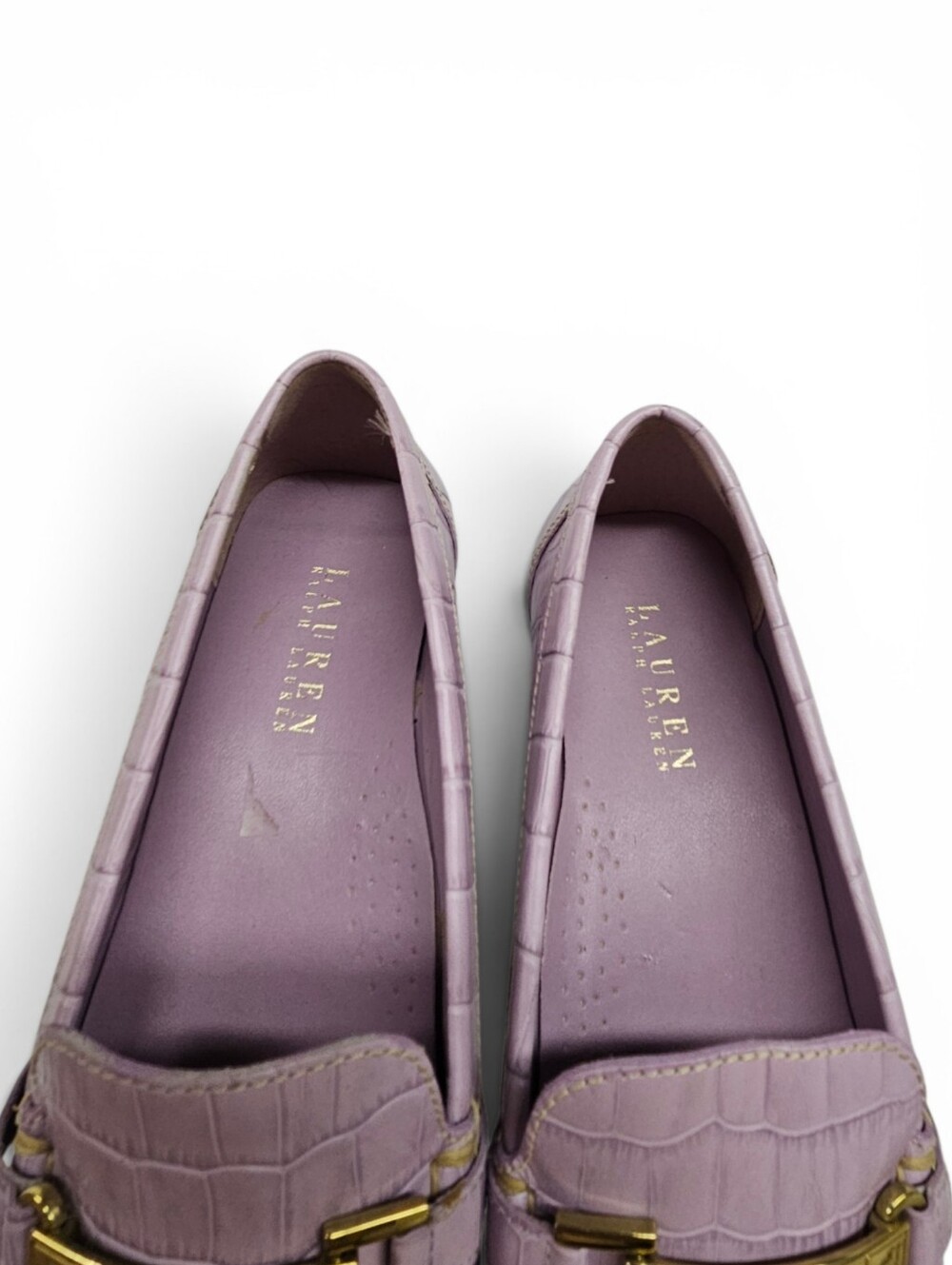 Lauren Ralph Lauren Margaret Leather Croc Embossed Loafer In Lilac Purple Size 8 - Picture 9 of 12